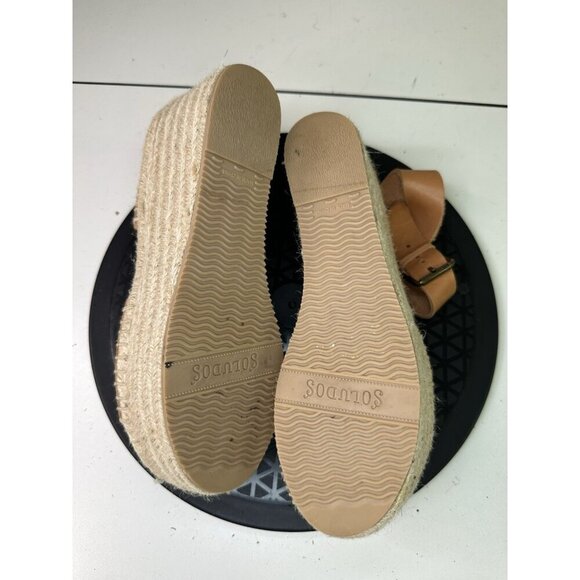 Soludos Women's Minorca Wedge Sandal Platform Leather Espadrille Brown Sz 8 - Picture 8 of 8